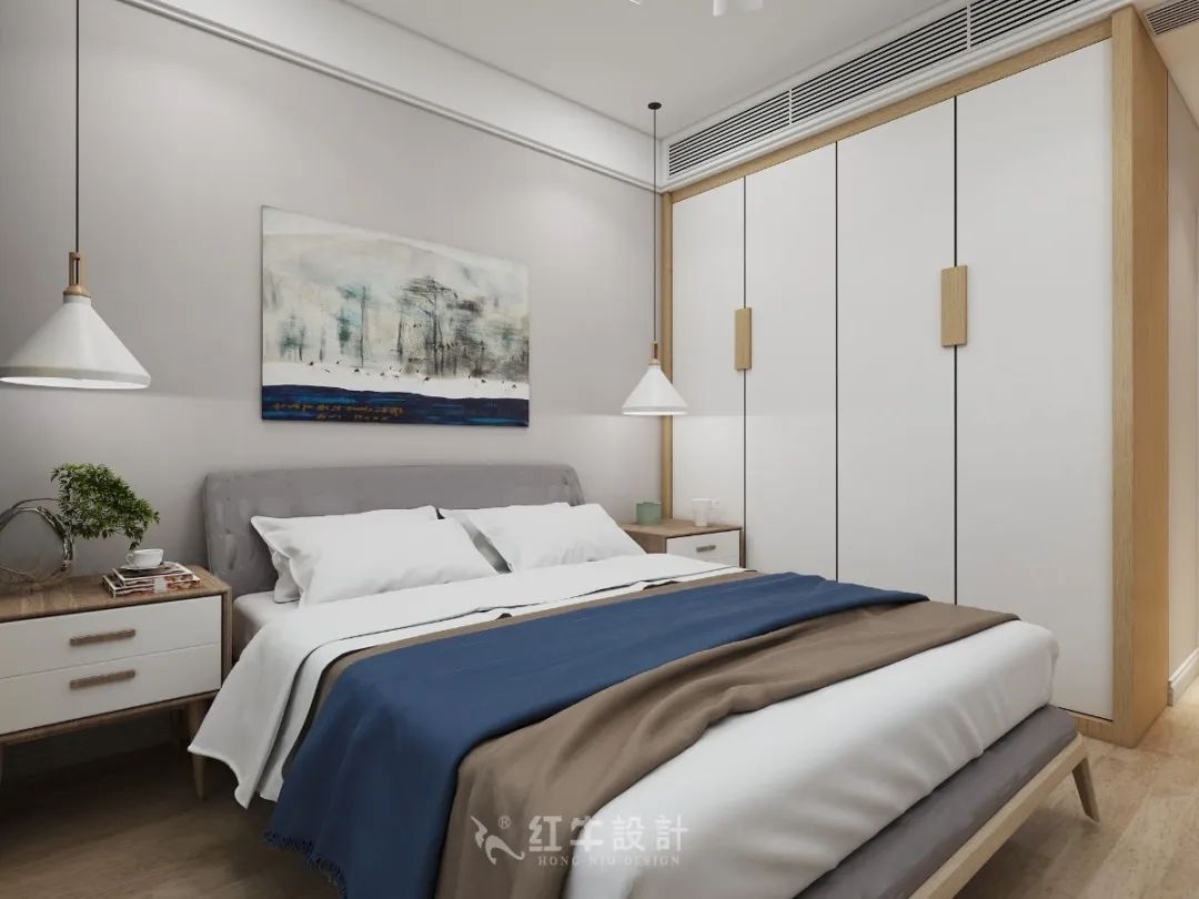 余玮_红牛设计--中垠紫金官邸140㎡（G户型）北欧风格07效果图欣赏_主卧